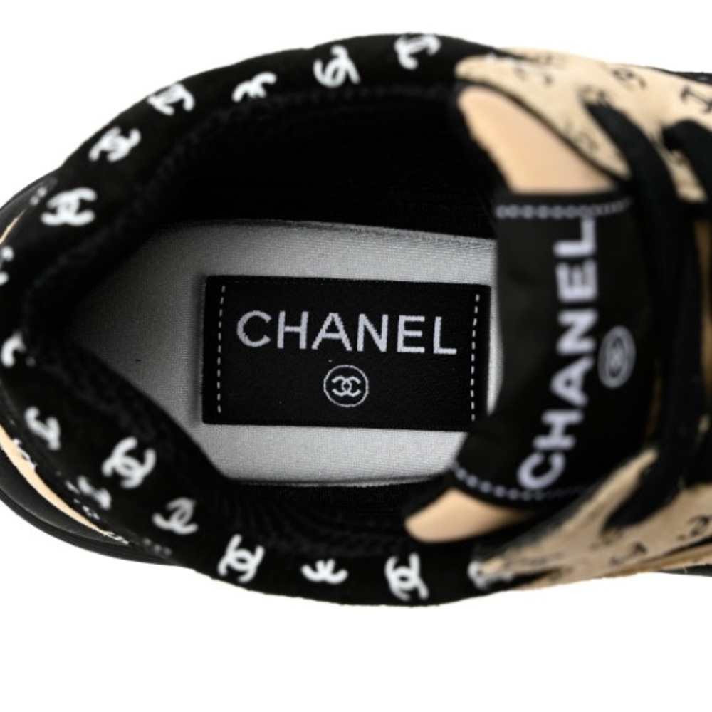CHANEL Nylon Suede Calfskin Printed CC Sneakers - Picture 7 of 10